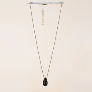 Vira Black Agate Large Tear Drop Necklace
