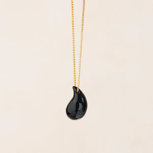 Vira Black Agate Large Tear Drop Necklace