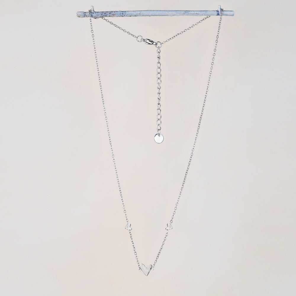 Tria Tiny Trio Heart Necklace - Silver