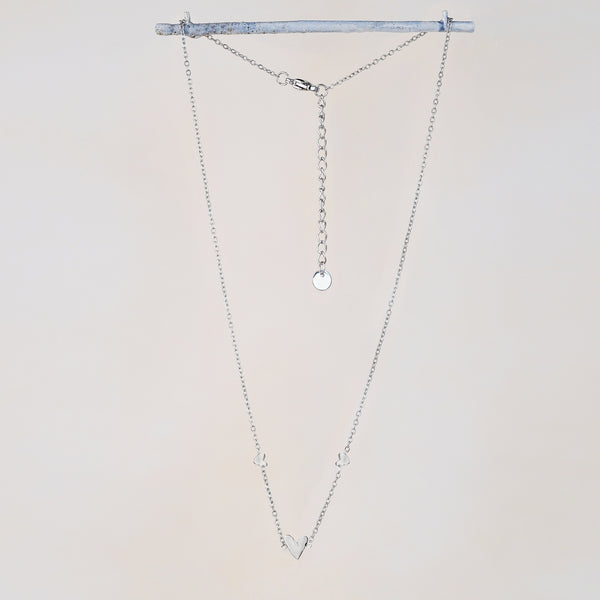 Tria Tiny Trio Heart Necklace - Silver