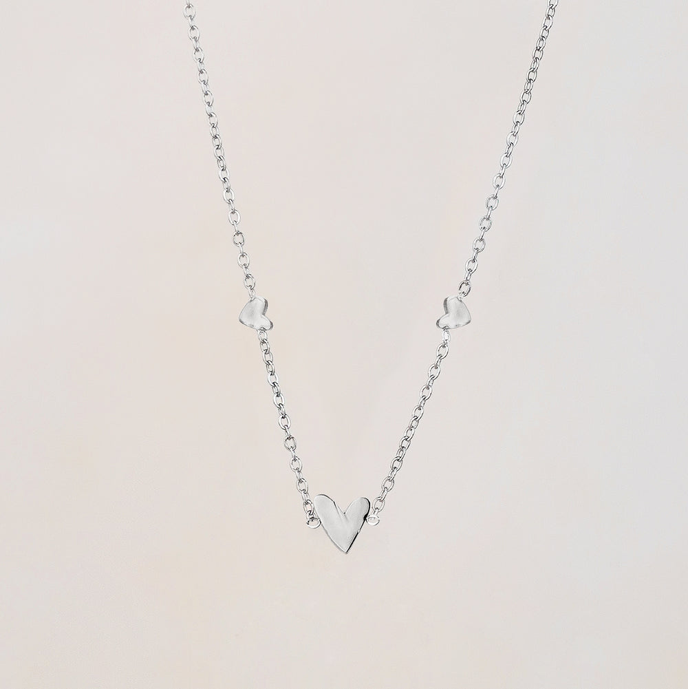 Tria Tiny Trio Heart Necklace - Silver