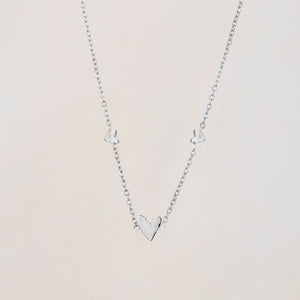 Tria Tiny Trio Heart Necklace - Silver
