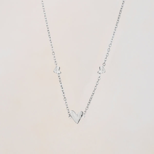 Tria Tiny Trio Heart Necklace - Silver