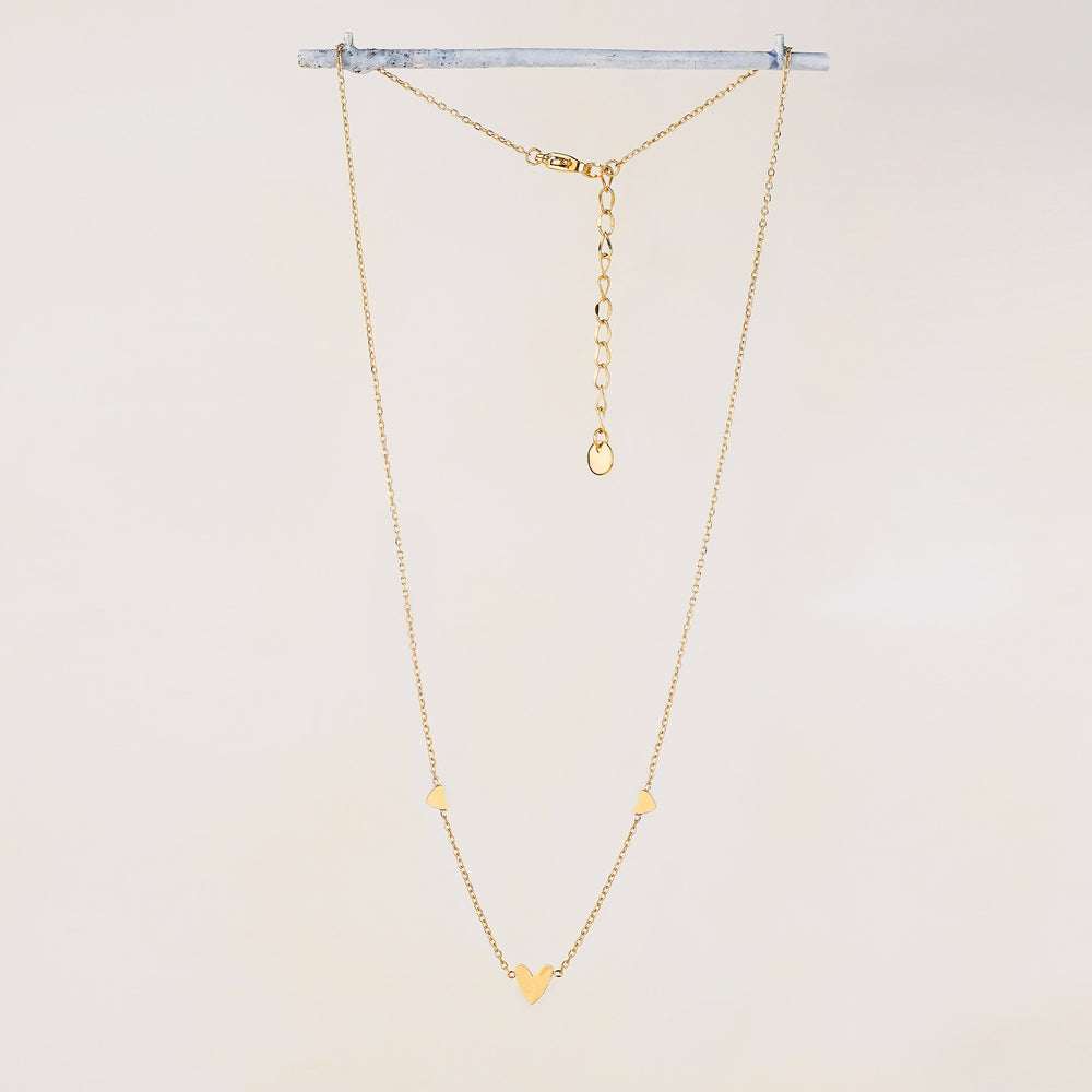 Tria Tiny Trio Heart Necklace - Gold