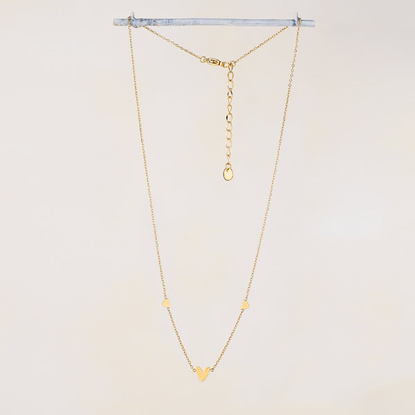 Tria Tiny Trio Heart Necklace - Gold