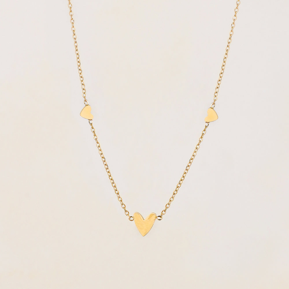 Tria Tiny Trio Heart Necklace - Gold
