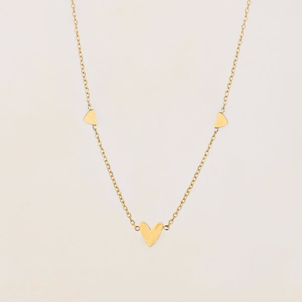 Tria Tiny Trio Heart Necklace - Gold