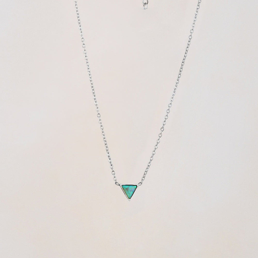 Turquoise Triangle Necklace - Silver
