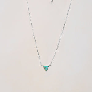 Turquoise Triangle Necklace - Silver
