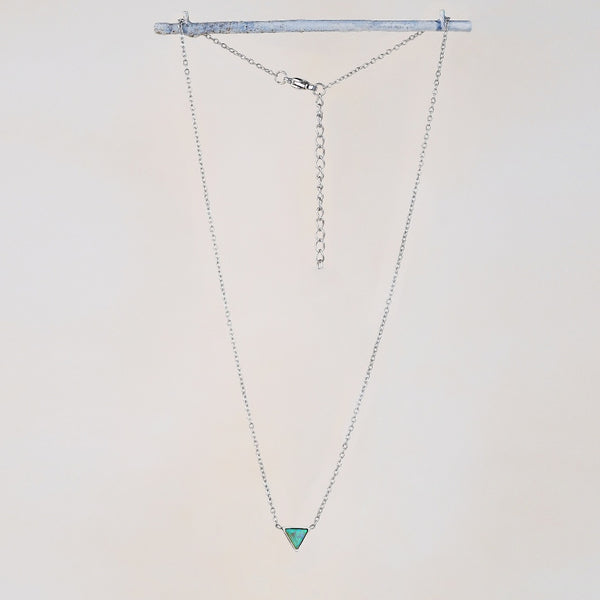 Turquoise Triangle Necklace - Silver