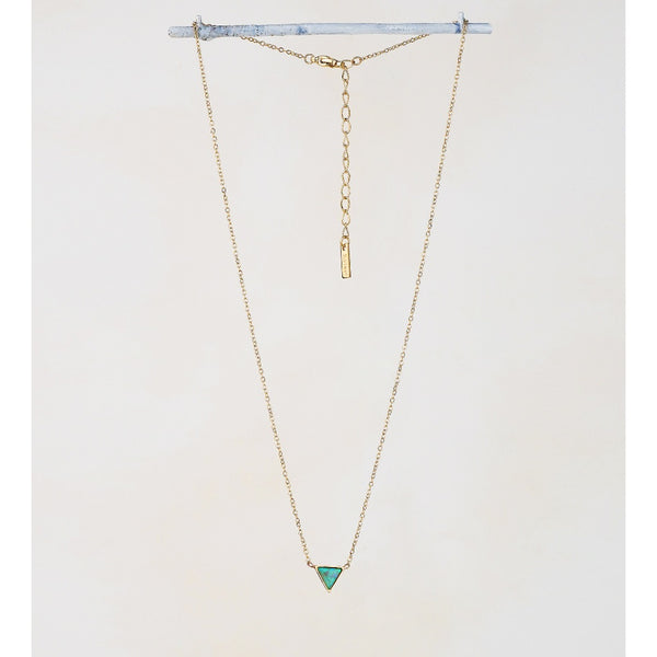 Turquoise Triangle Necklace - Gold