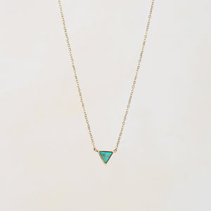 Turquoise Triangle Necklace - Gold