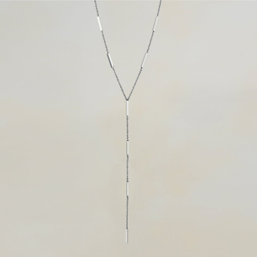 Lini Bar Lariat Necklace - Silver