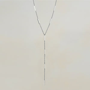 Lini Bar Lariat Necklace - Silver