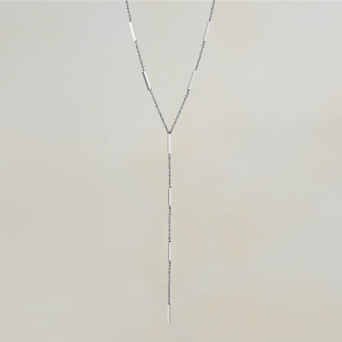 Lini Bar Lariat Necklace - Silver