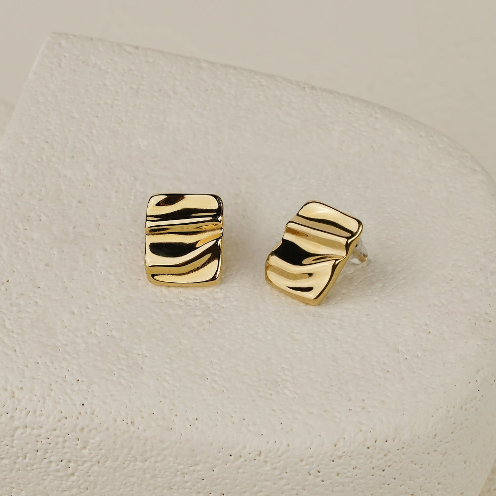 Square Textured Earring - Gold