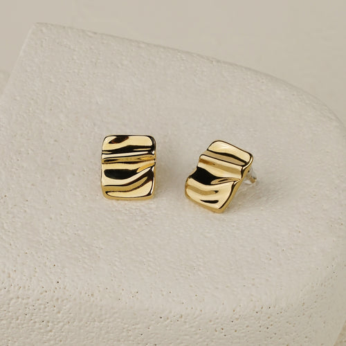 Square Textured Earring - Gold