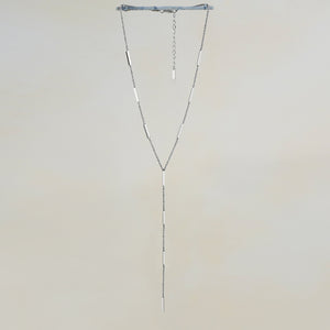 Lini Bar Lariat Necklace - Silver