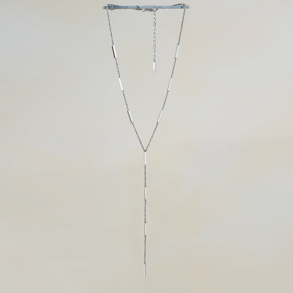 Lini Bar Lariat Necklace - Silver