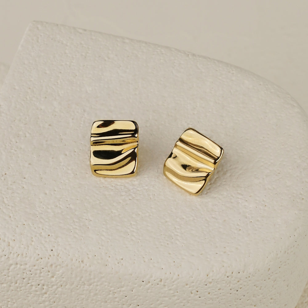 Square Textured Earring - Gold