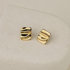 Square Textured Earring - Gold