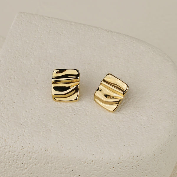 Square Textured Earring - Gold