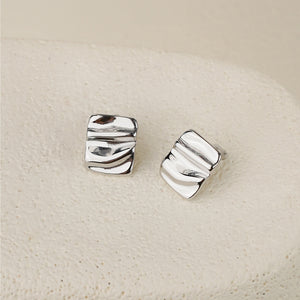 Square Textured Earring - Silver